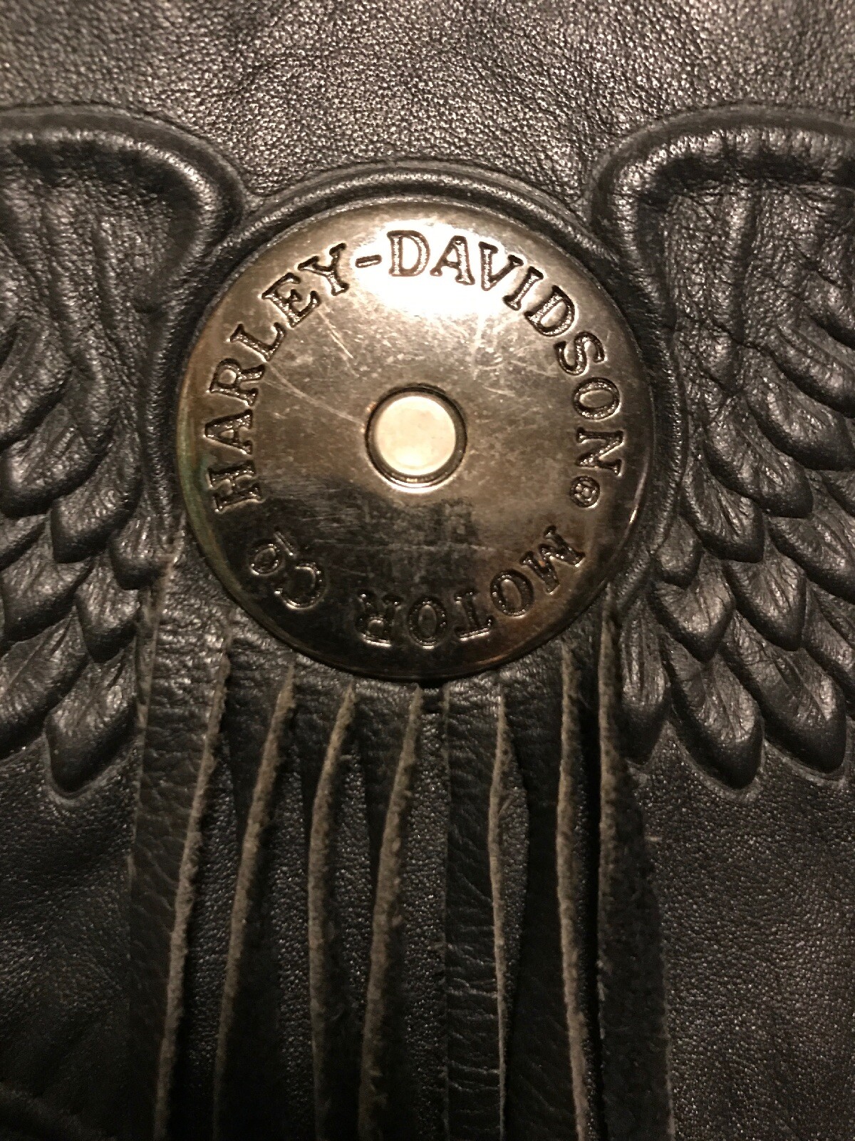 HARLEY DAVIDSON Womens MED Motorcycle Leather Jacket W Tassels