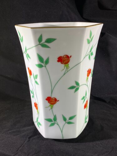 Fukagawa Koransha Porcelain Large Vase Arita Japan Six Sided Flared Mouth DS63 - Picture 2 of 6