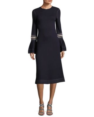 NWT See by Chloe Jewel-Neckline Trumpet Sleeves Embroidered Jersey Dress XS  $445 | eBay