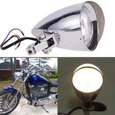 4.5 Chrome Motorcycle Visor Bullet Headlight Lamp For Harley Bobber Chopper Dyna