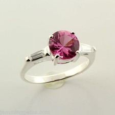 CLEARANCE Sterling Lab Created Pink Sapphire Accented Ring Size 7