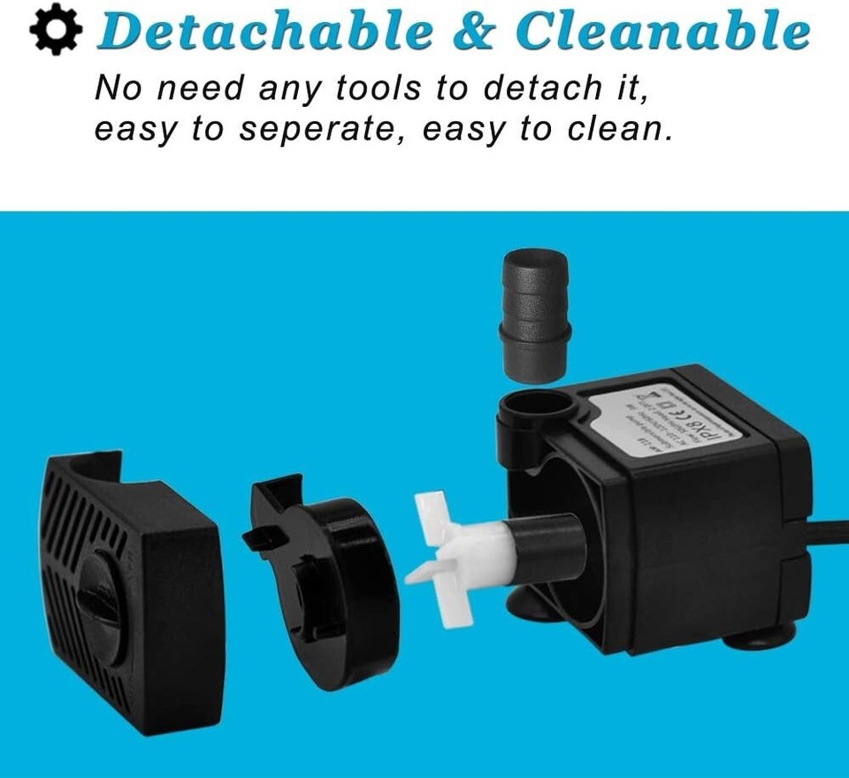 Small Fountain Pump for water feature, Fish Tank Indoor or Outdoor Pond ...