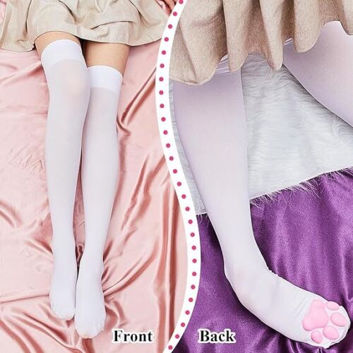 CALZINI COSPLAY DONNA GATTO PAW PAD 3D KAWAII CARINI CALZE ALTE COSCIA - Foto 14 di 16