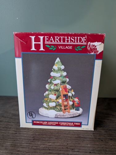 Vintage 1991 Lemax Hearthside Village Porzellan beleuchteter Weihnachtsbaum in Box - Bild 2 von 13