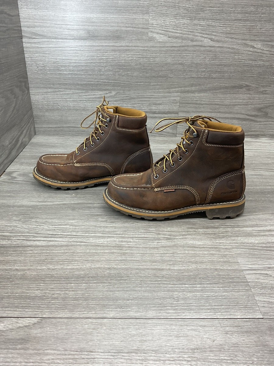 Carhartt Mens 6 Inch Waterproof Moc Toe Work Boots Brown Leather CMW6197 Size 11 Carhartt Men main image 4