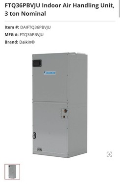 Daikin FTQ36PBVJU Indoor Air Handler Unit