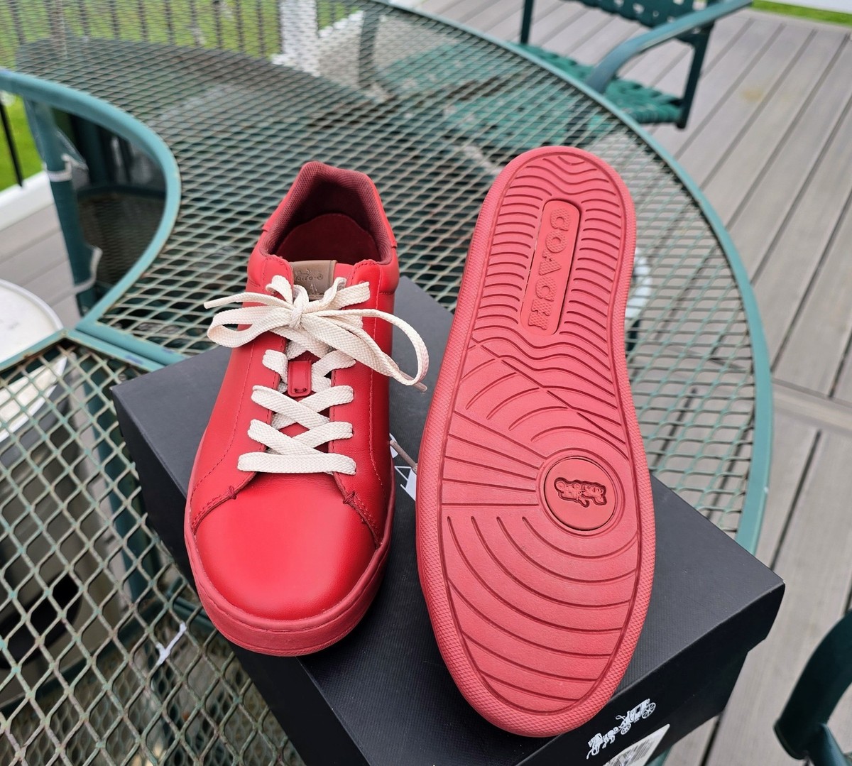 COACH Lowline Luxe Sneakers Jasper Red Glovetanned Leather Women