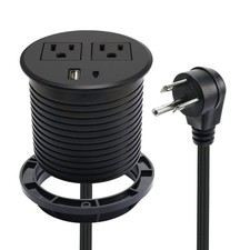 Desk Power Grommet USB C Recessed Power Strip 2 Outlet 2 USB Ports 1 USB-C ...
