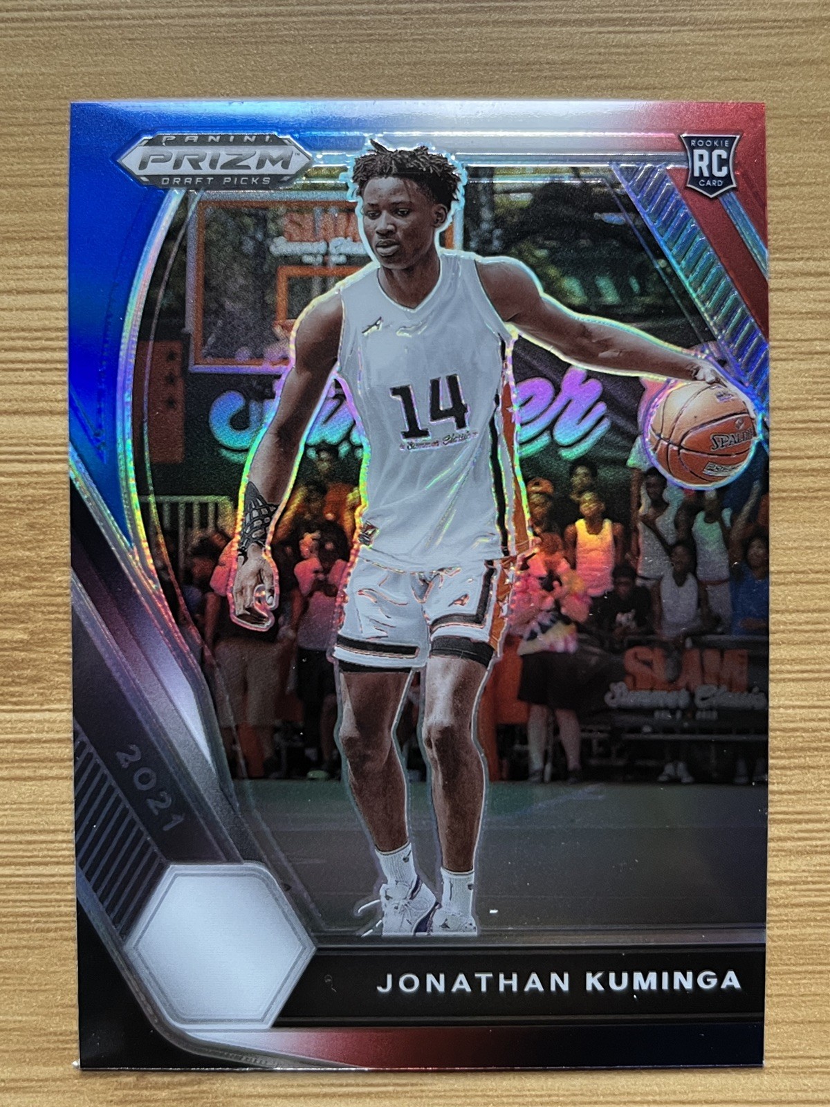 2021 Prizm Draft Picks Basketball Jonathan Kuminga RC #5 Red White Blue Prizm