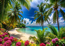 7X5Ft Summer Hawaiian Beach Photography Backdrop Tropical Flower Palm