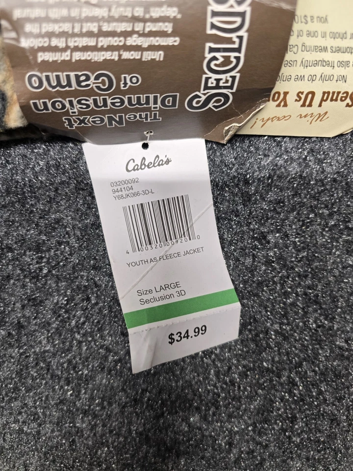 Cabelas Woodland Camo Jacket Youth Large Full Zip Hunting Outdoors - Image 3 of 4