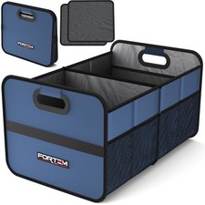 FORTEM Car Trunk Organizer, Collapsible Two Compartment Medium, Blue