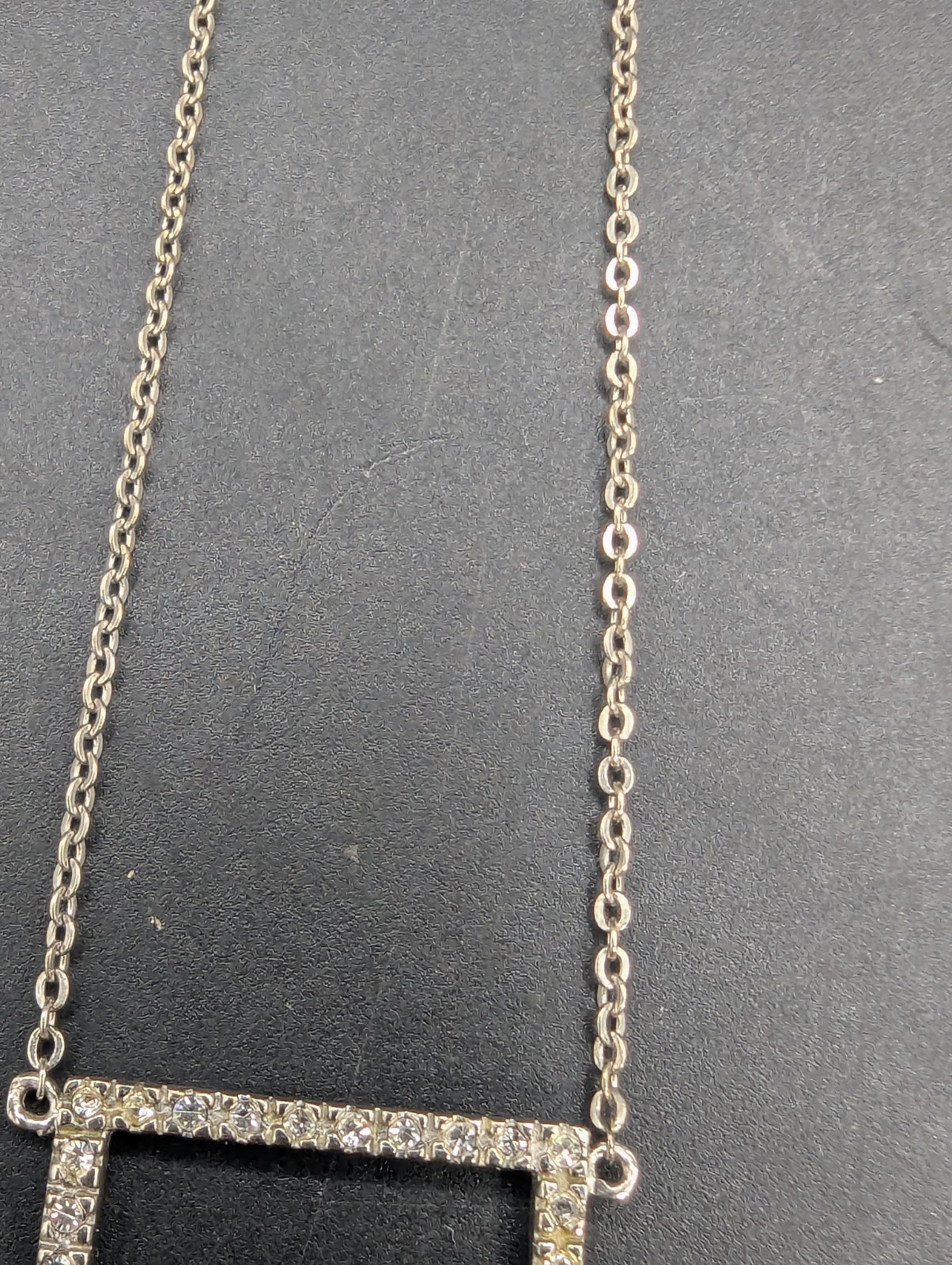 925 Sterling Silver Rectangular Open Frame Pave C… - image 4