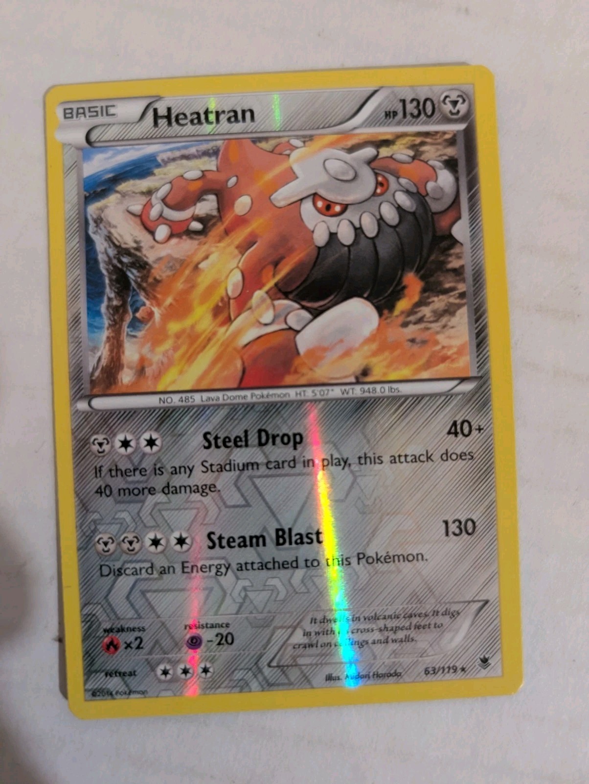 Pokémon TCG Heatran Phantom Forces 63/119 Reverse Holo Holo Rare Near Mint