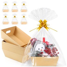 10PACK Baskets For Gifts Empty, 10 x 8  Thick Kraft Gift Basket with 10 Clear ...