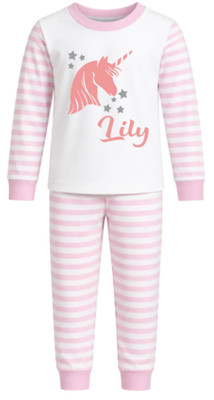 Personalisierter Schlafanzug/Schlafanzug Einhorn Design Geschenk für Mädchen Prinzessin 1-10