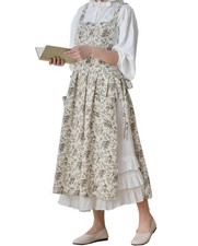 Japanese apron Women-Cross Back Apron for Women with Pockets, Pinafore Aprons...