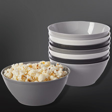 28oz Unbreakable Plastic Stackable Cereal Bowls Set of 8, BPA-Free, Grey
