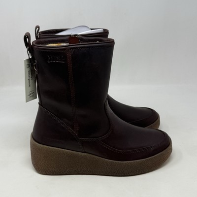 Cougar Devlin L Waterproof Boots Womens 8 Brown Leather Side Zipper Wedge Heel