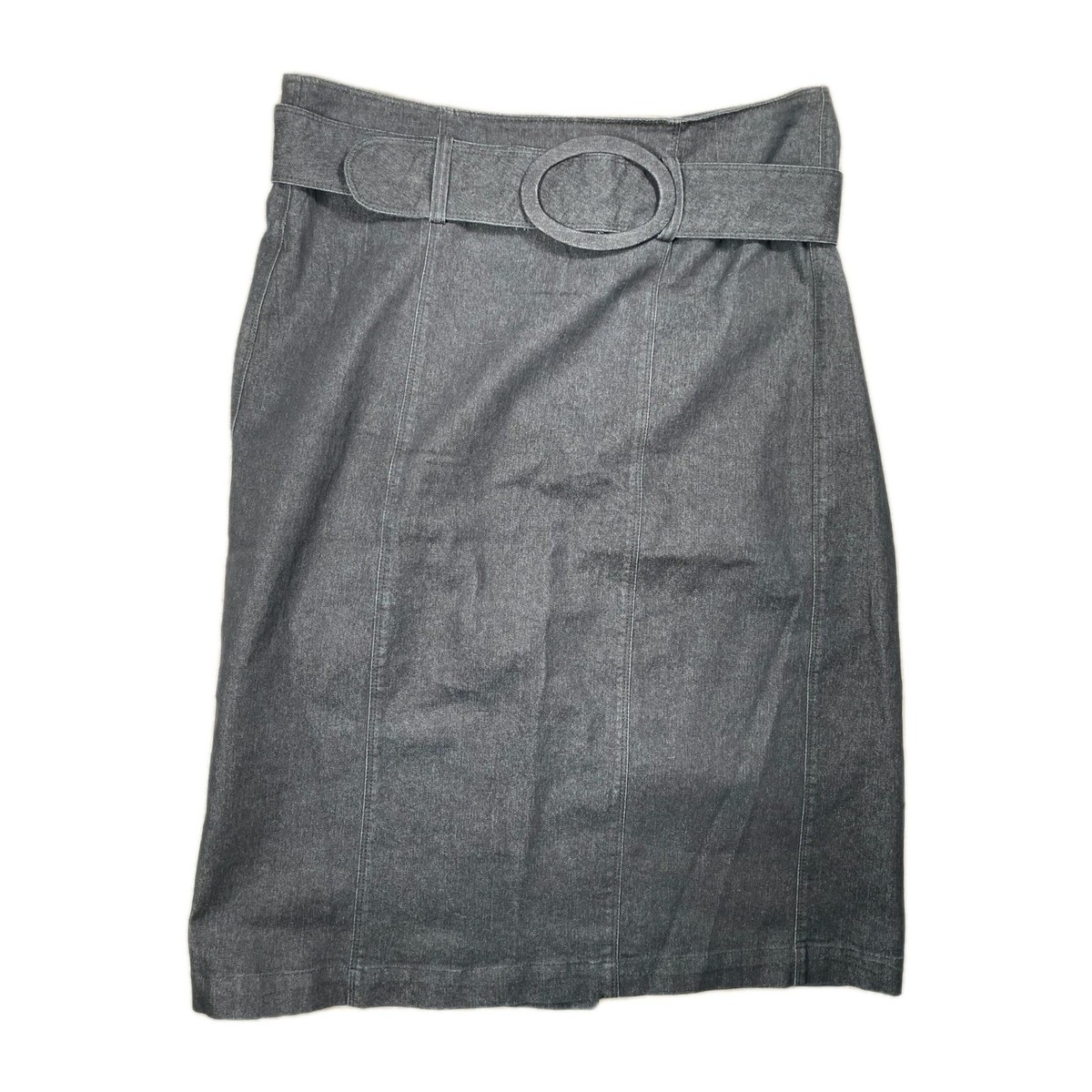 Chelsea Theodore Gray Denim Like Pencil Skirt Cotton Stretch