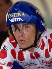 Richard Virenque from France and the Festina cycling team prepares- Old Photo