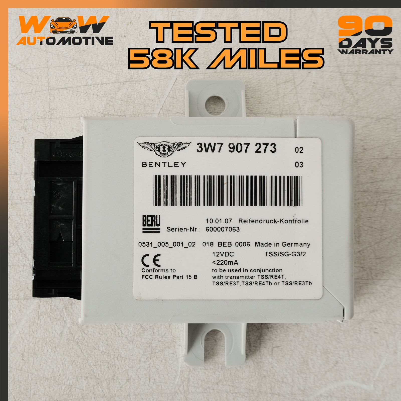 04-13 BENTLEY CONTINENTAL GTC FLYING SPUR TPMS TIRE PRESSURE CONTROL MODULE OEM