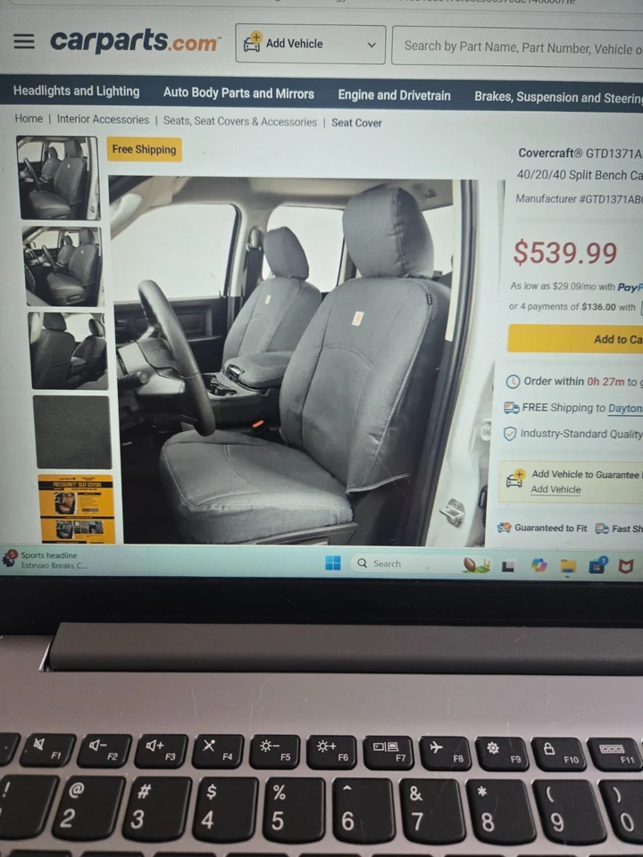 CUBIERTAS DE ASIENTO DE PRIMERA FILA PERSONALIZADAS COVERCRAFT GTD1371ABCAGY CARHARTT PRECISIONFIT Foto 3 de 4