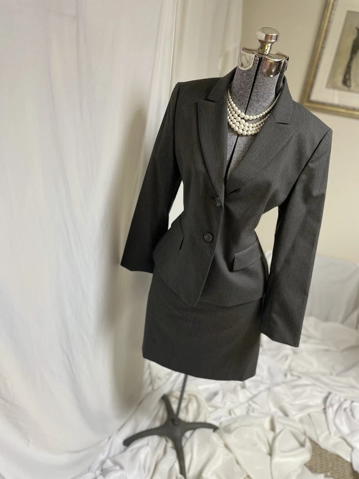 NUEVO Traje Falda Tahari Arthur S Levine Talla 10P Pequeño Conjunto de Dos Piezas Bolsillos EXEC Foto 4 de 4