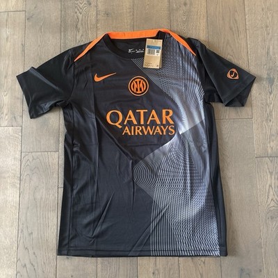 Nike Men's Dri-Fit Black And Orange Inter Milan Jersey Size M