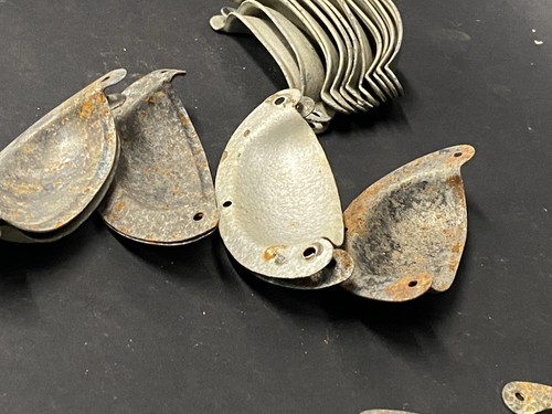 Lot Brass & Metal Antique Hardware MCM Drawer Cup Half Moon Pulls 48pcs #17 C5 - Picture 11 of 11