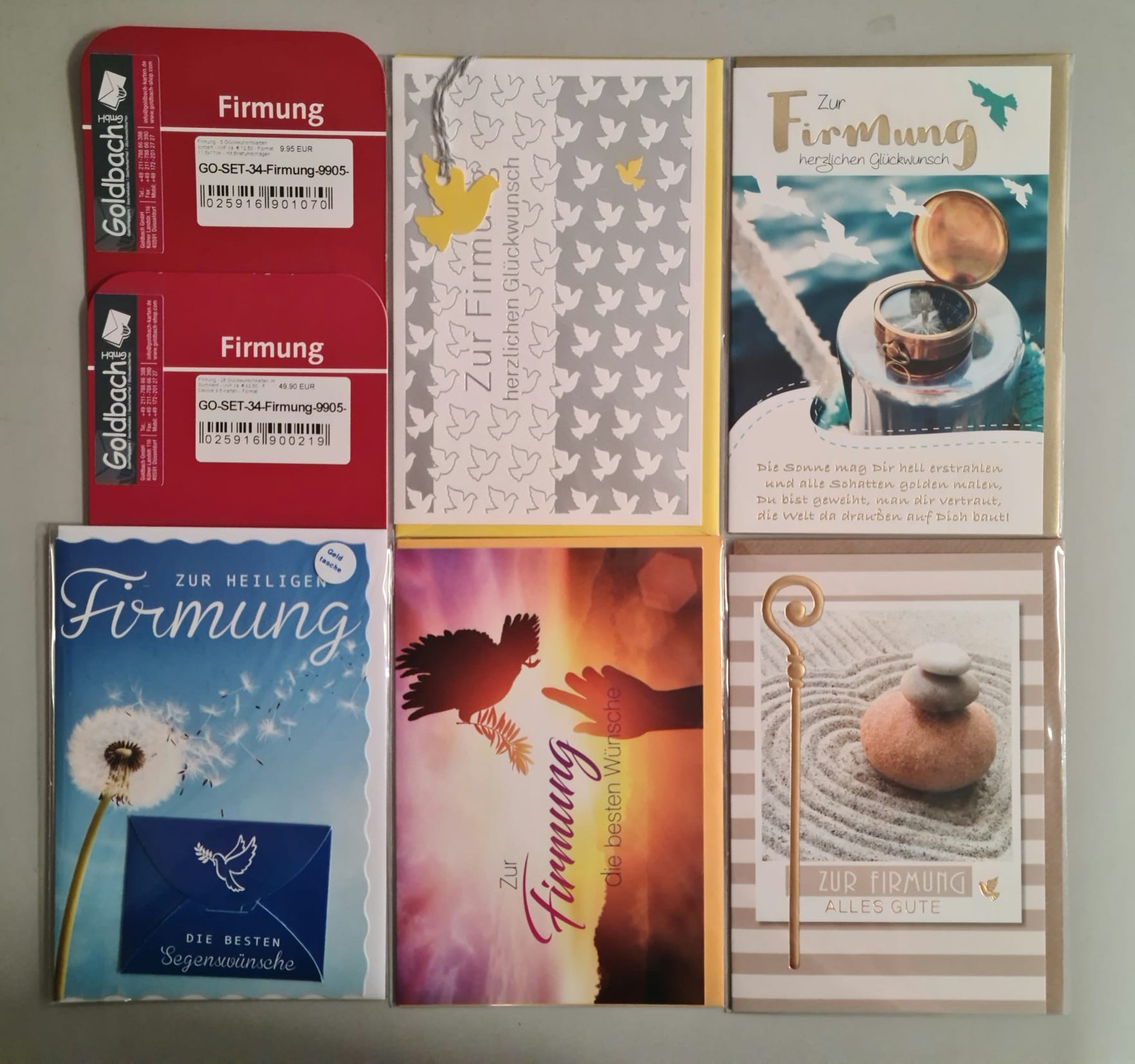 Firmung - 25 Glückwunschkarten im Sortiment - UVP ca. € 62,50 - 5 Dekore á 5 Kar