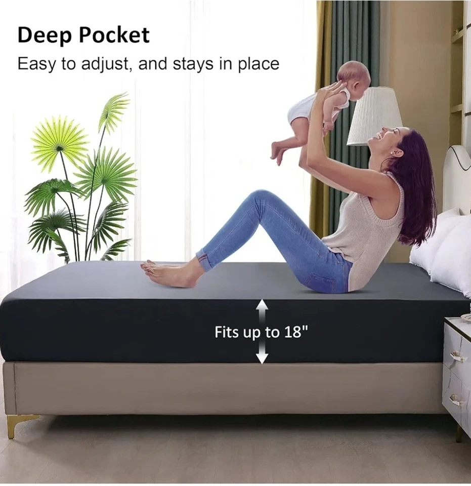 Waterproof Mattress Protector Queen, Fitted Sheet Style Breathable Mattress Cove - Image 4 of 4