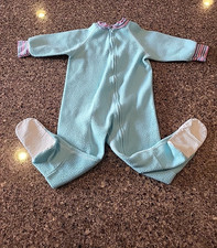 Gerber Onesie Footie Pajamas Teal Kids 3T 100% Polyester Fleece Zip Up Vtg 80s