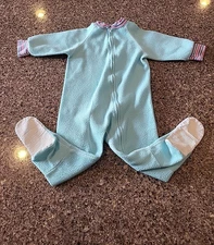 Gerber Onesie Footie Pajamas Teal Kids 3T 100% Polyester Fleece Zip Up Vtg 80s