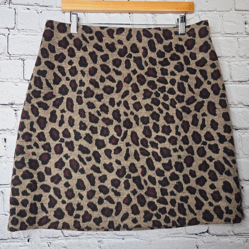Ann Taylor Wollmischung Shell Gepard Leopard Tiermotiv A-Linie Minirock Gr. 12 - Bild 2 von 9