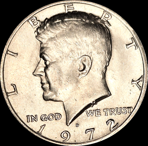 1972-D RARE NO FG KENNEDY HALF DOLLAR, VERY BEAUTIFUL COIN, FAST SHIPPING - Picture 2 of 3