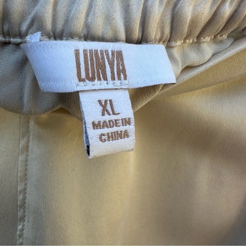 LUNYA Pants Women XL Pajama Lounge Silk Wide Leg Pull On Pockets Cream Ivory - Picture 10 of 11