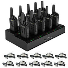 10Pack RT68D DMR Two Way Radio Long Range Walkie Talkie With 10 Way Charger Mic