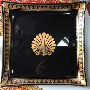 Vintage MCM Georges Briard Signed Tray Gold Black Shell Neo Classic 11.5” square