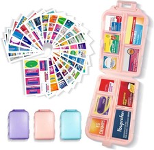 7 Day Pill Organizer 3 Pack Travel Pill Case w/ 146 Labels Medicine Box Large 