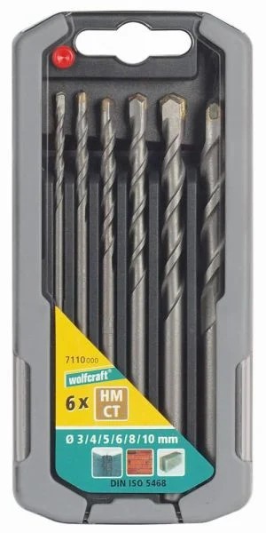 Wolfcraft Spezial-Betonbohrer-Set Hm 7110000 Ø 3 - 10 Mm 6-Teilig Rundschaft-image