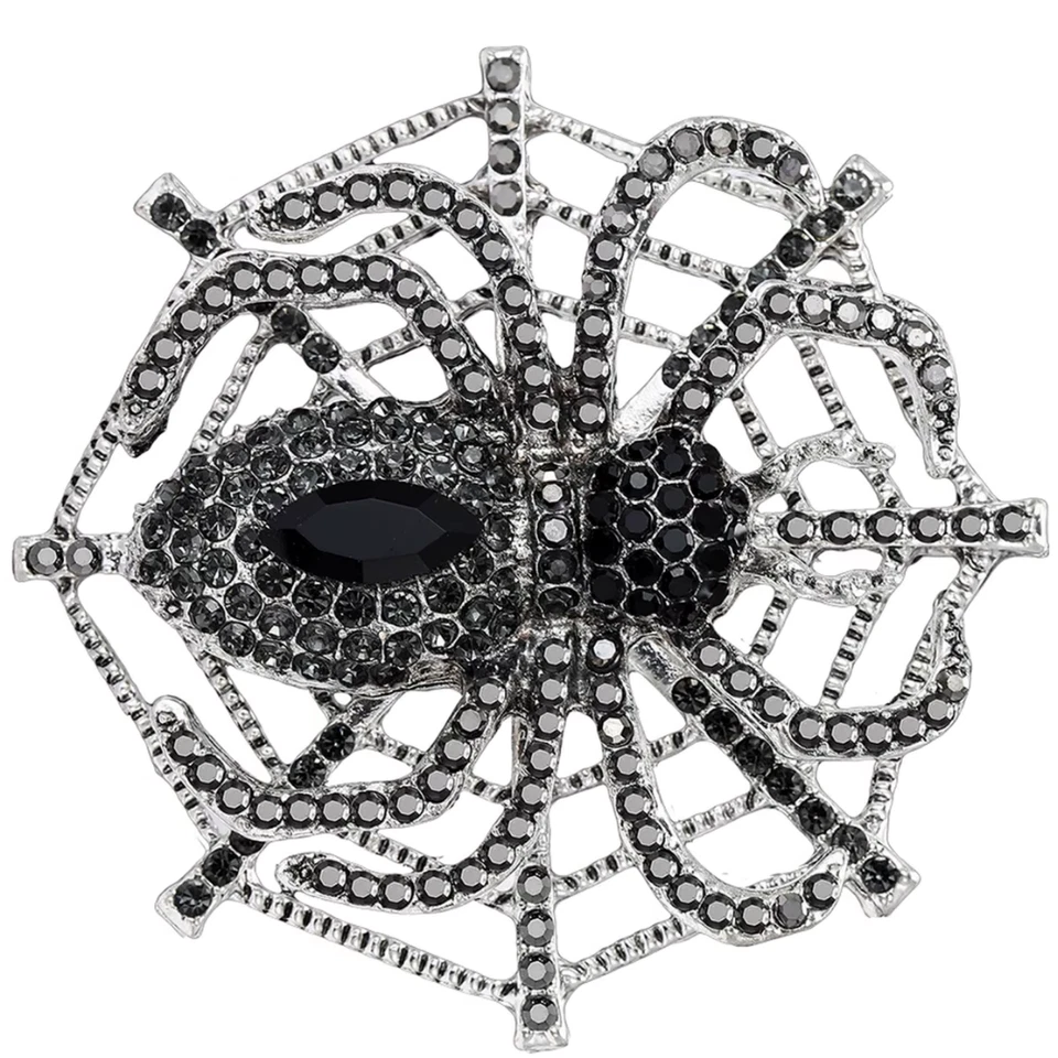 Большая винтажная брошь-паук на Хэллоуин серебристого тона со стразами булавка ювелирный подарок - Изображение 4 из 4