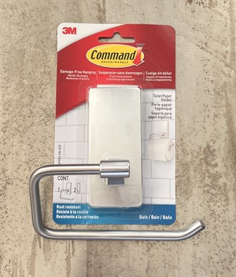 Command Bath Satin Nickel Adhesive Toilet Paper Holder, 2 Strips BATH53-SN-ESF