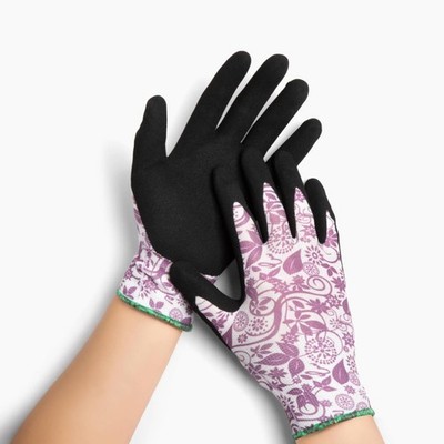 Lightweight Floral Gardening Gloves 6Pack with Nitrile Grip for Women