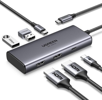 UGREEN Revodok 206 USB C Hub 2 HDMI, Docking-Station, Dual HDMI, 3*USB Ports, PD