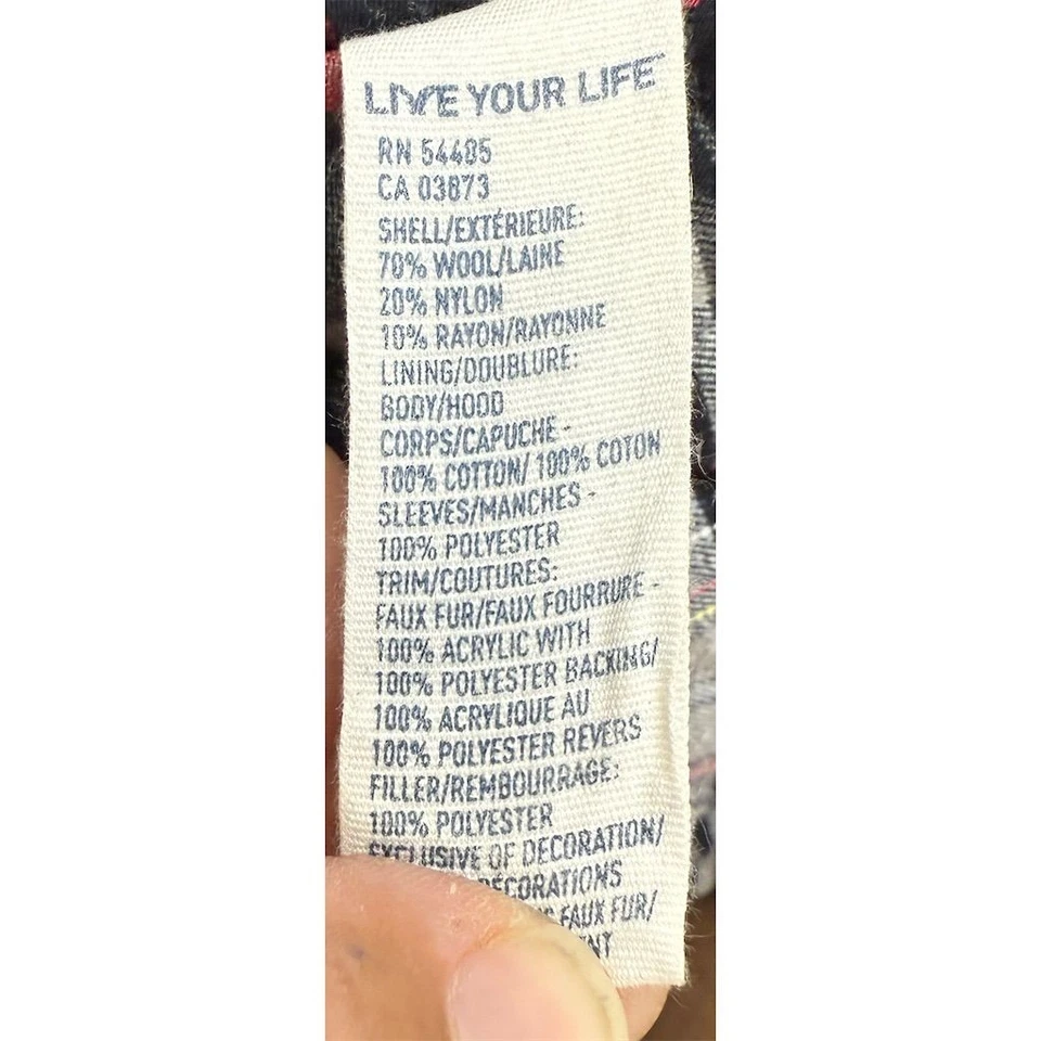 Abrigo Parka American Eagle S Para Hombres Negro con Capucha de Piel Sintética Lana de Invierno AE Y2K USADO EN EXCELENTE ESTADO Foto 3 de 4