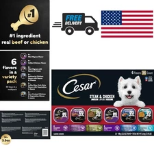 Cesar Classic Loaf in Sauce Wet Dog Food Steak and Chicken Lovers Variety Pack