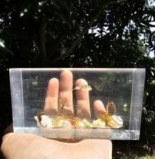 Vintage Resin Acrylic Block Ocean Souvenir Paperweight Nautical Décor  