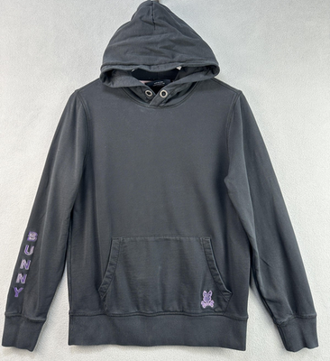 Psycho Bunny Hoodie XS Black Purple Dammes Popover Sweatshirt