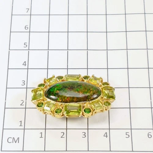 Broche Super Top AA+ 11 ct+ Ópalo Negro Natural Plata de Ley 925/NB30487 Foto 3 de 4